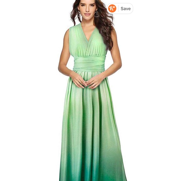 Maternity Photo Shoot Maxi Dress Green - Picture 2 of 2